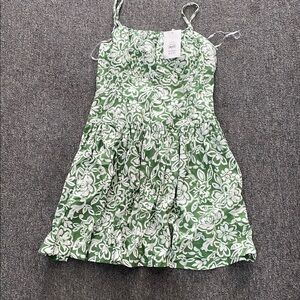 Green and White Floral Dress